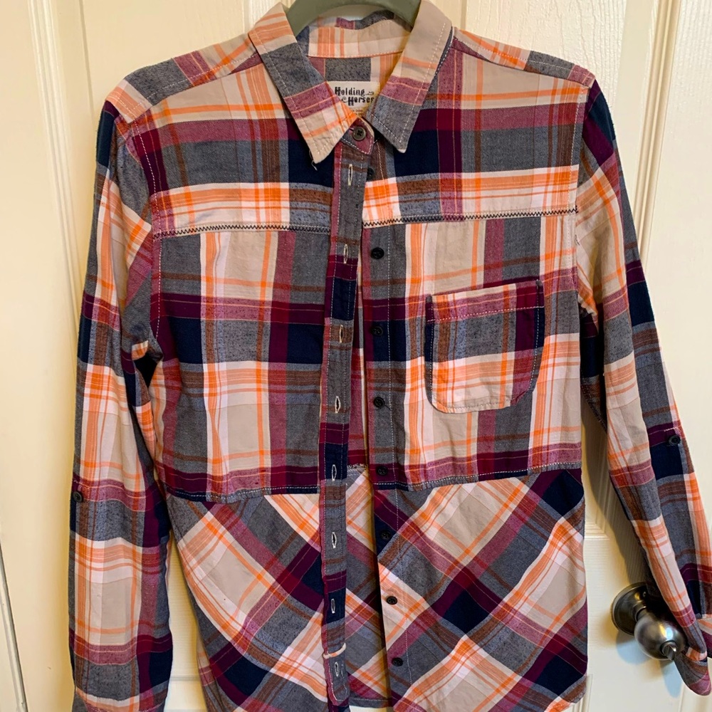 Anthropologie Holding Horses plaid long sleeve shirt size small